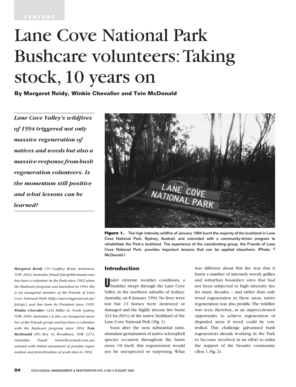 Lane Cove National Park Bushcare Volunteers