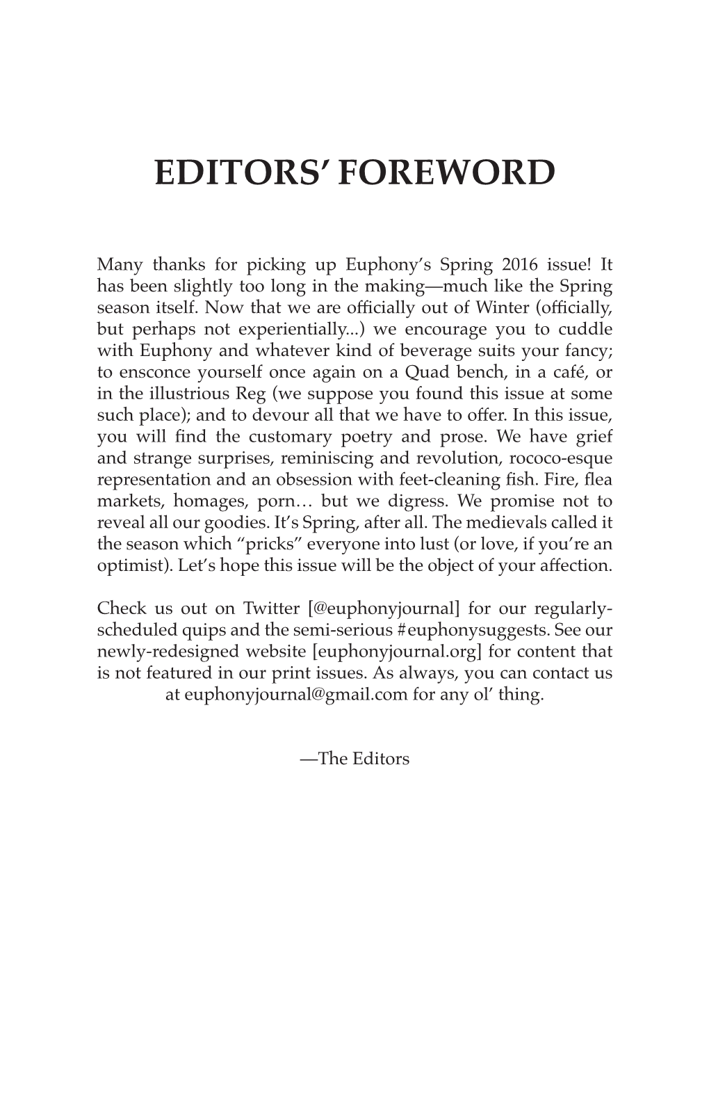 Editors' Foreword