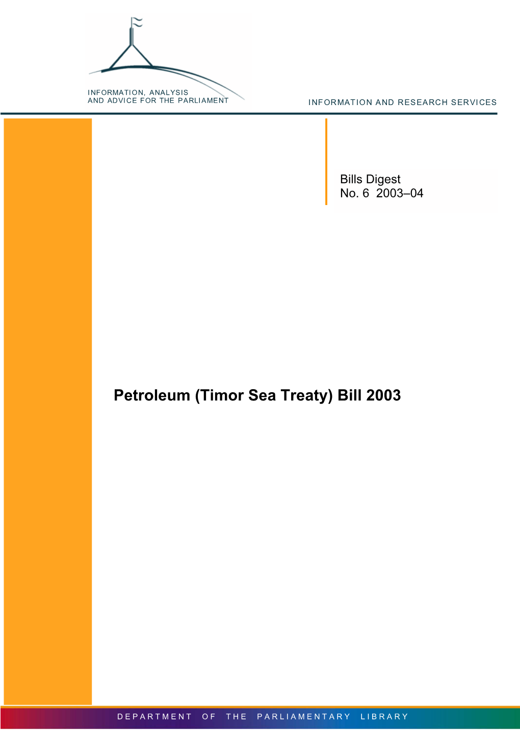 (Timor Sea Treaty) Bill 2003