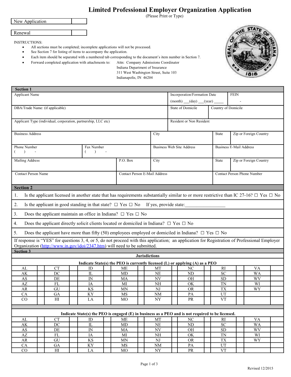 NAIC Uniform Application For s2