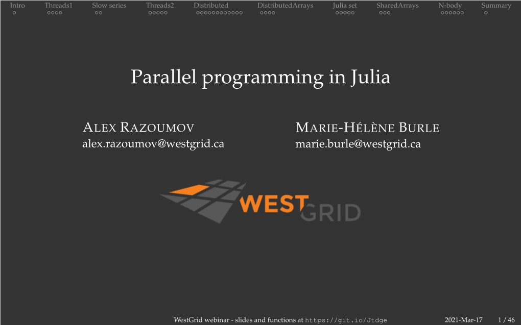 Parallel Programming in Julia