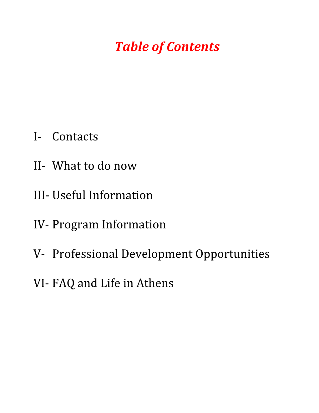 Table of Contents