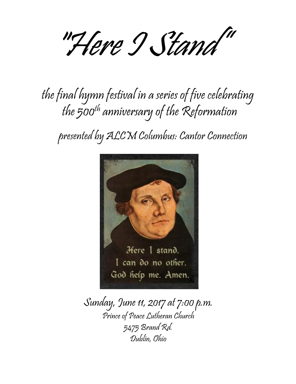 The Final Hymn Festival in a Series of Five Celebrating the 500Th