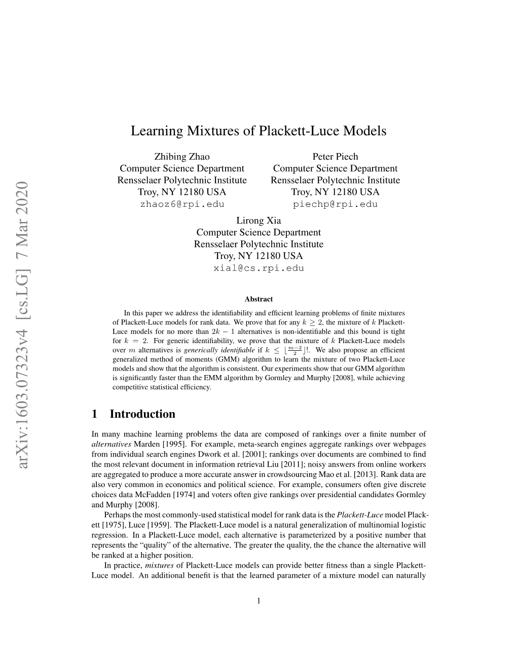 Learning Mixtures of Plackett-Luce Models