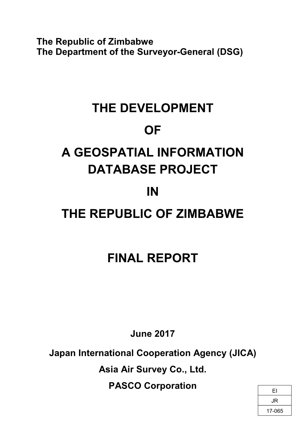 The Development of a Geospatial Information Database Project in the Republic of Zimbabwe