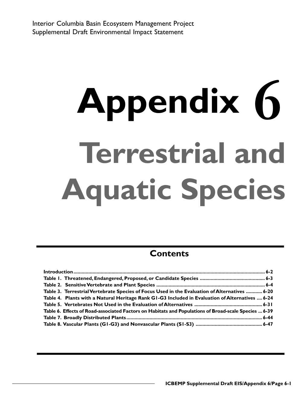 Appendix 6 Terrestrial and Aquatic Species