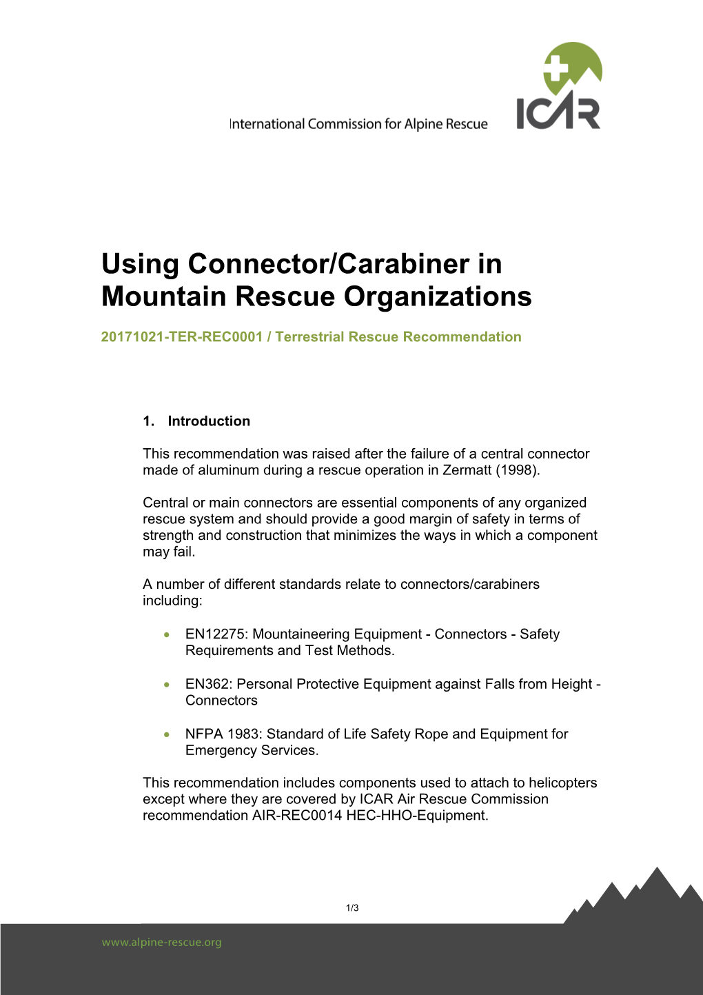 Using Connector/Carabiner in Mountain Rescue Organizations