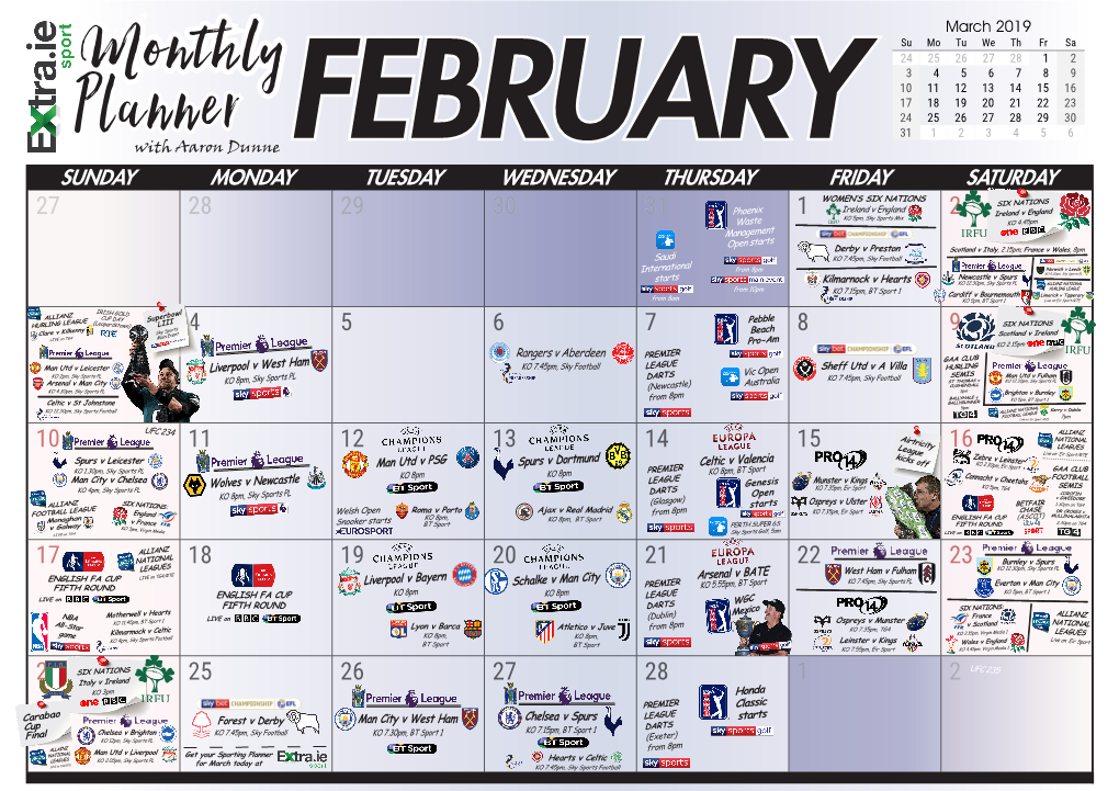 Download Your Monthly Sporting Planner for February Here