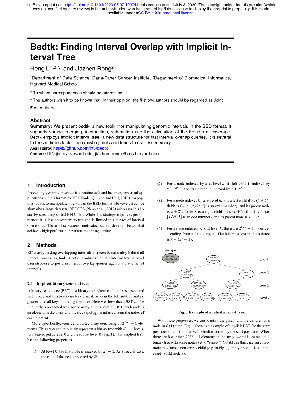 Bedtk: Finding Interval Overlap with Implicit Interval Tree
