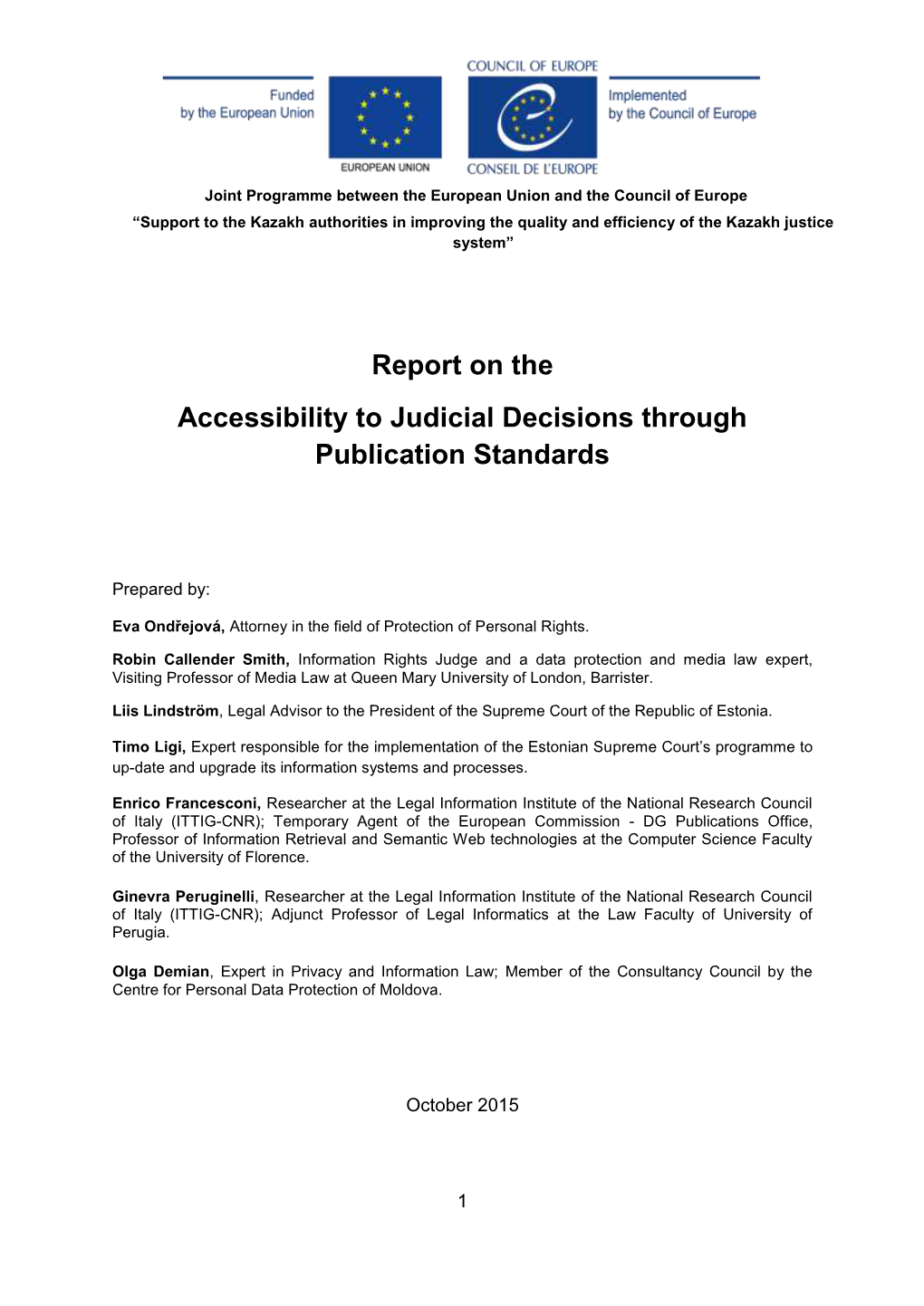 Report on the Accessibility to Judicial Decisions Through Publication Standards