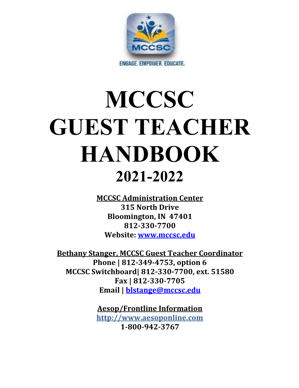 Mccsc Guest Teacher Handbook 2021-2022