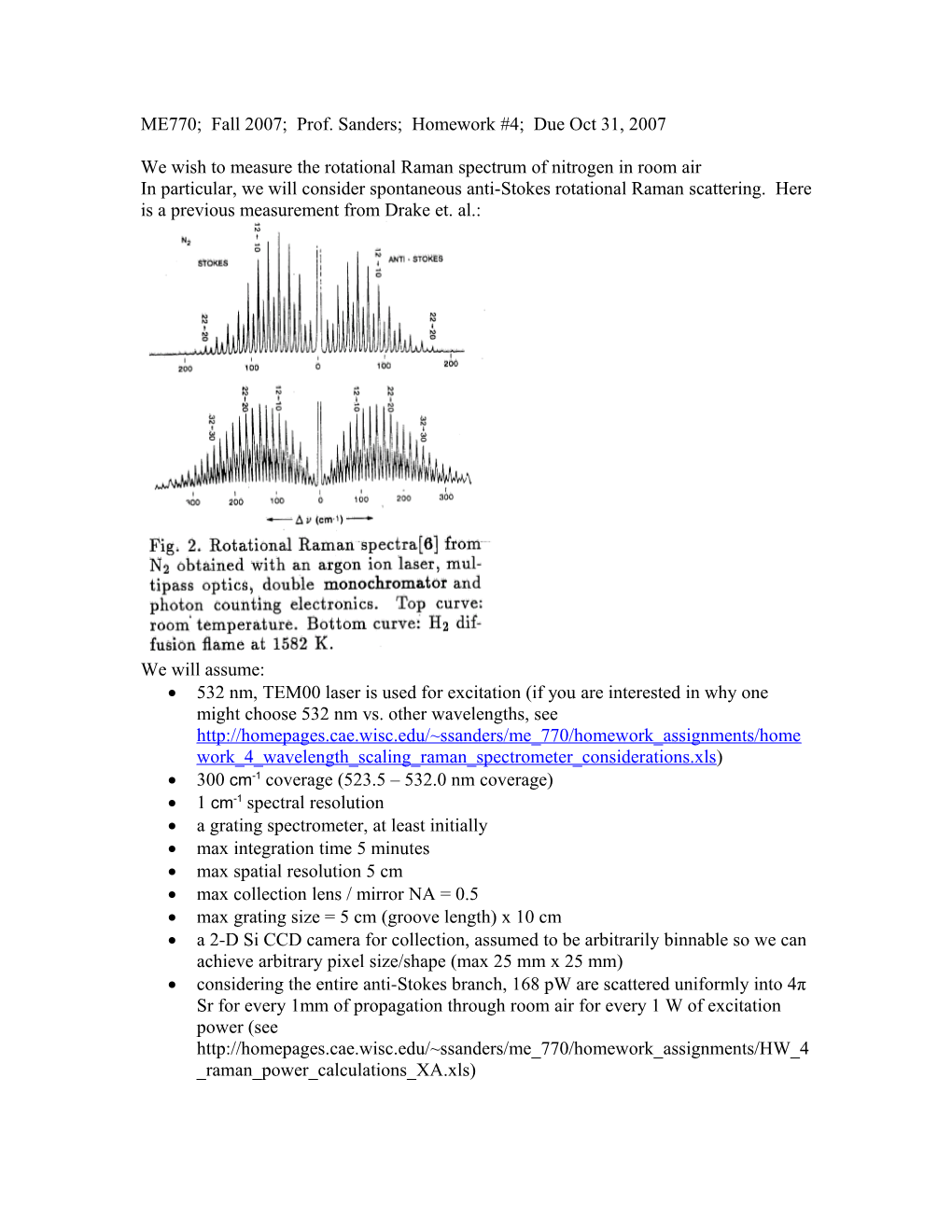 We Wish to Measure the Rotational Raman Spectrum of Nitrogen in Room Air