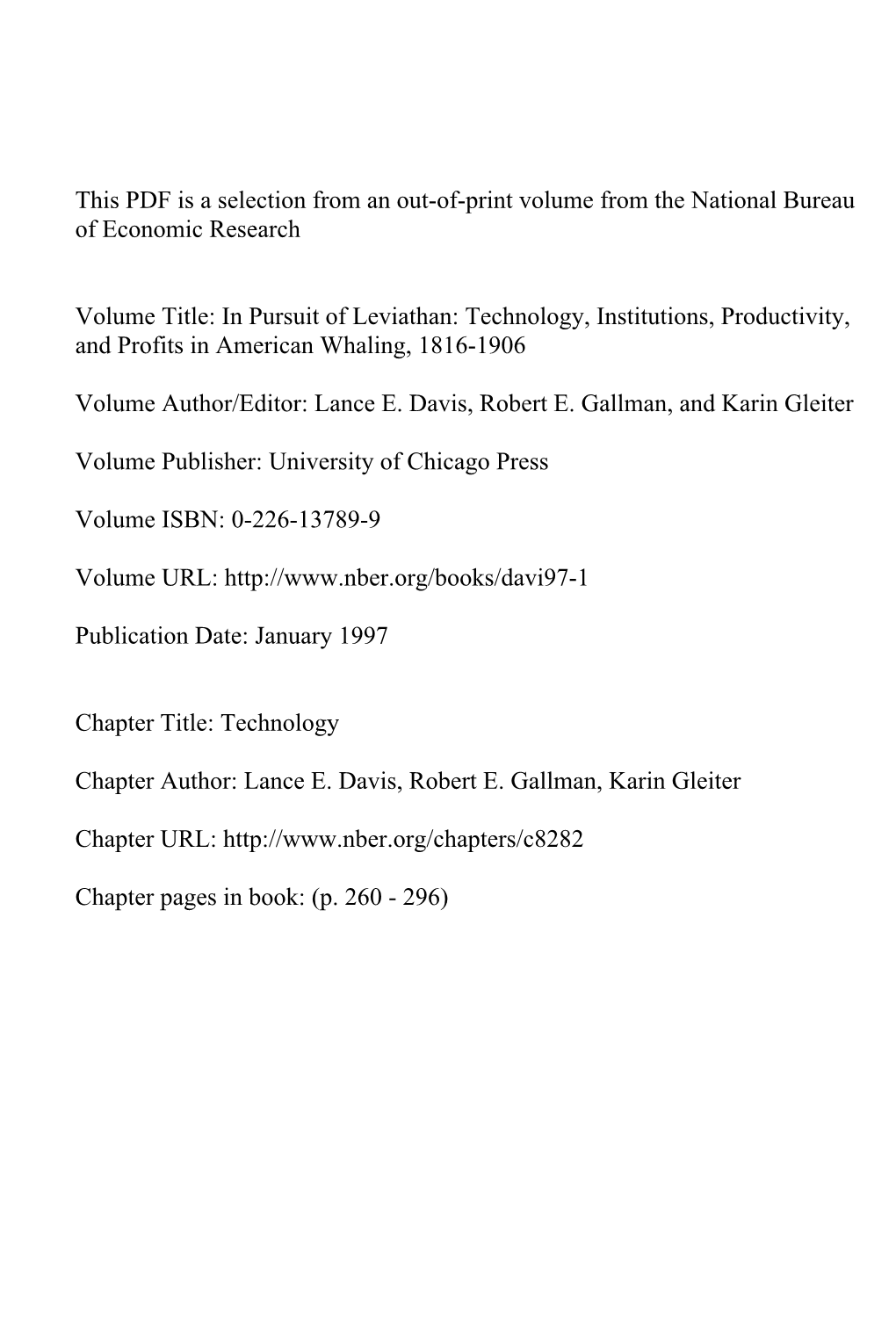 Technology, Institutions, Productivity, and Profits in American Whaling, 1816-1906