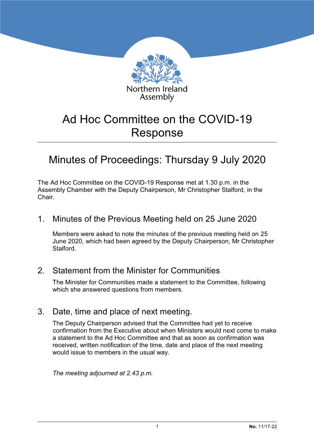 Ad Hoc Committee on the COVID-19 Response
