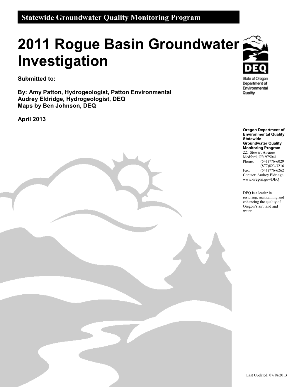 2011 Rogue Basin Groundwater Investigation