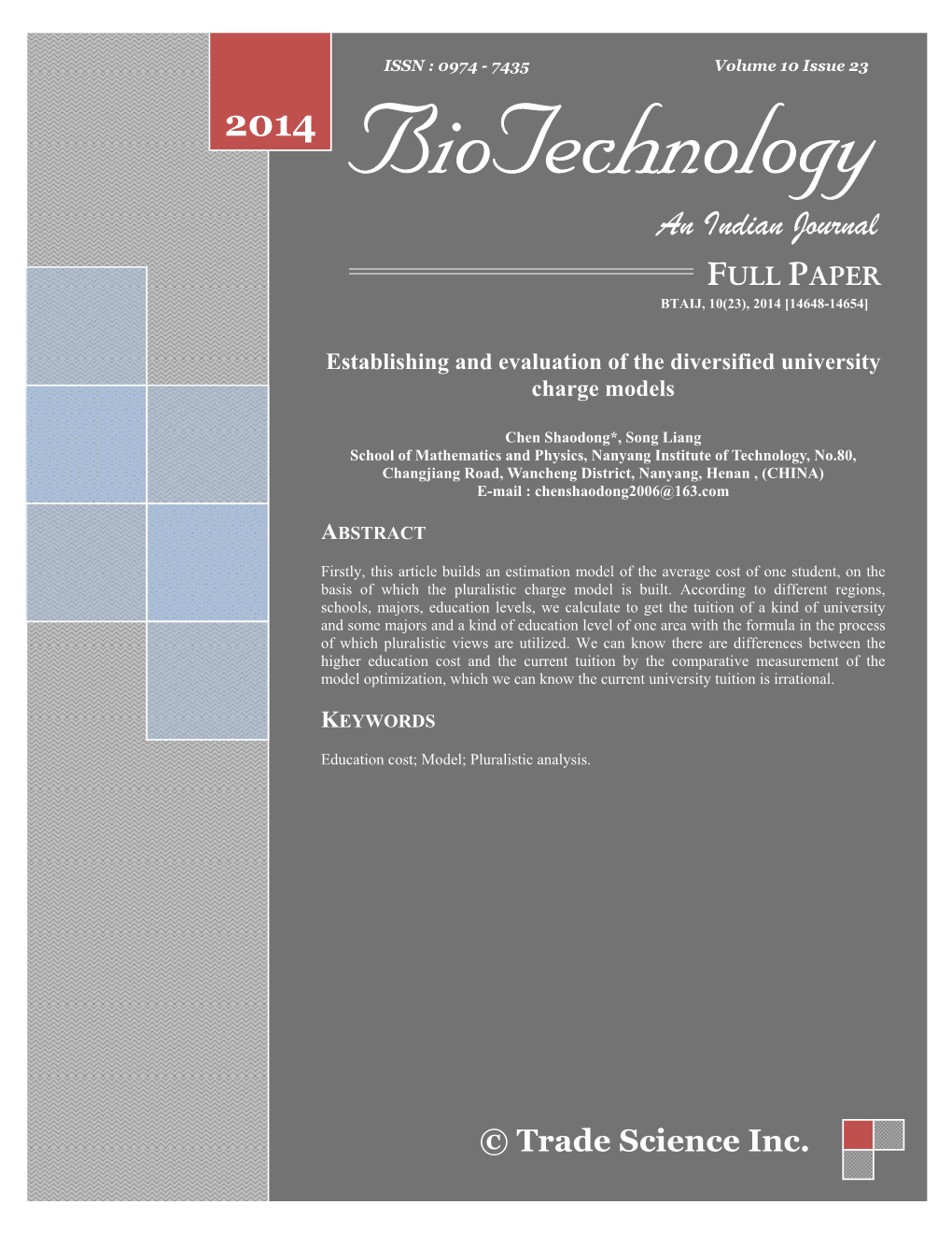 Establishing and Evaluation of the Diversified University Charge Models