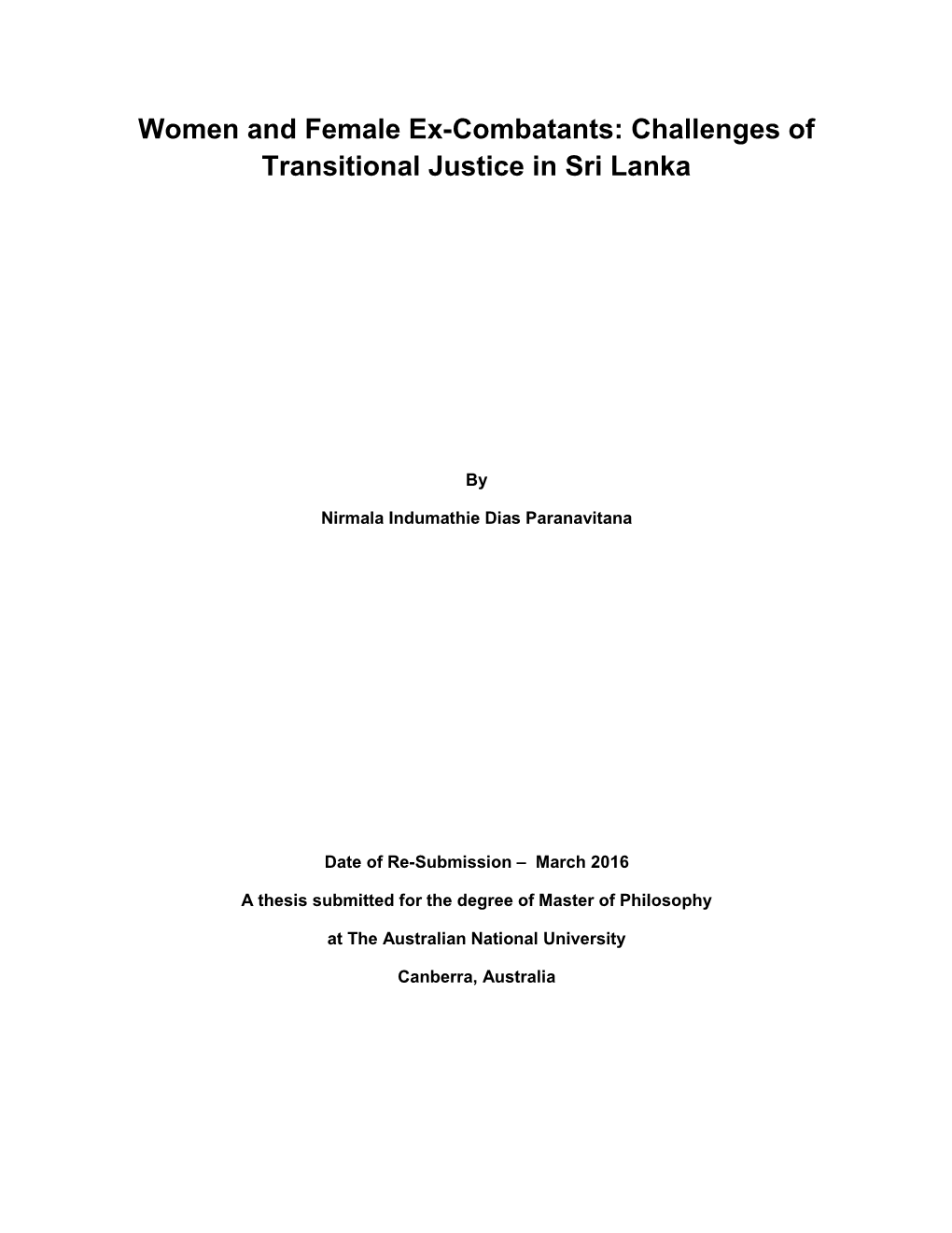 Challenges of Transitional Justice in Sri Lanka