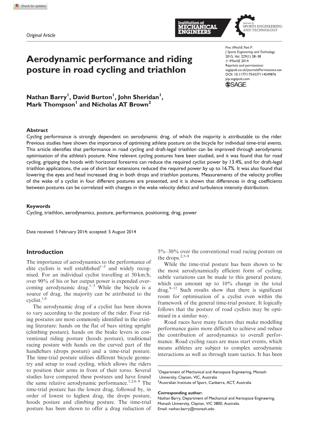 Aerodynamic Performance and Riding Posture in Road Cycling and Triathlon