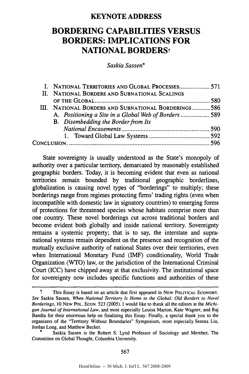 BORDERING CAPABILITIES VERSUS BORDERS: IMPLICATIONS for NATIONAL Borderst