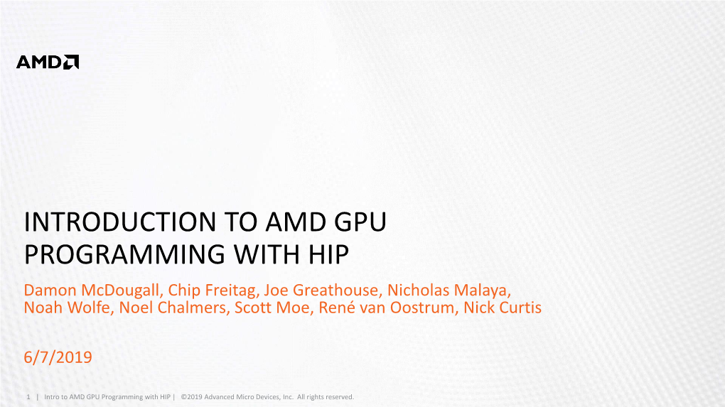 Introduction to Amd Gpu Programming With