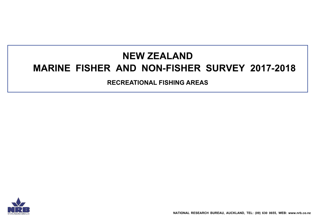 New Zealand Marine Fisher and Non-Fisher Survey 2017-2018 Recreational Fishing Areas