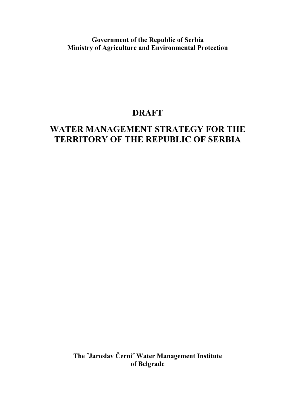 Draft Water Management Strategy for the Territory