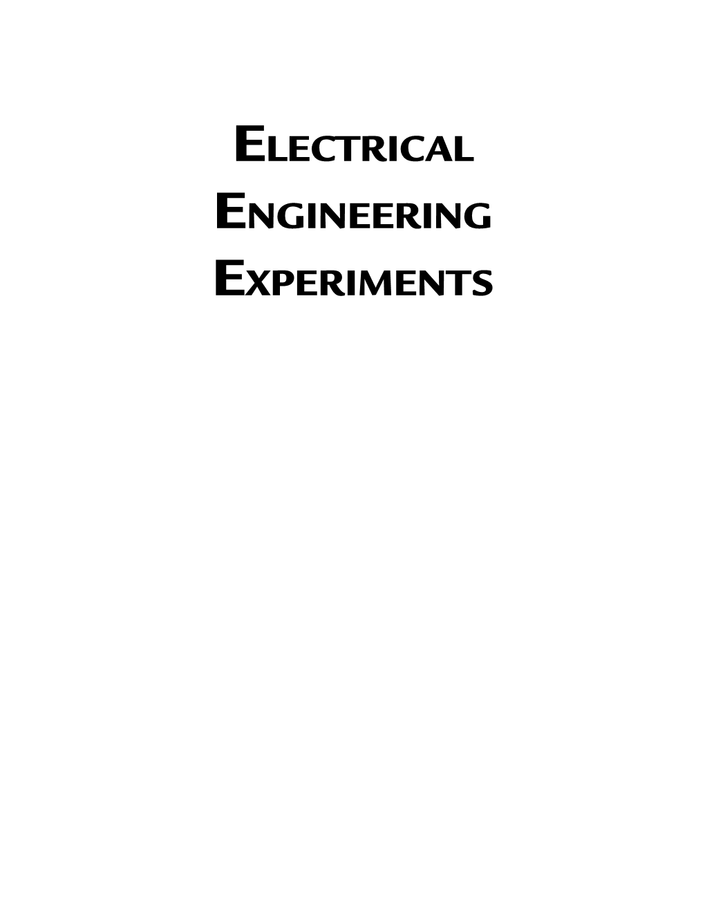 Electrical Engineering Experiments