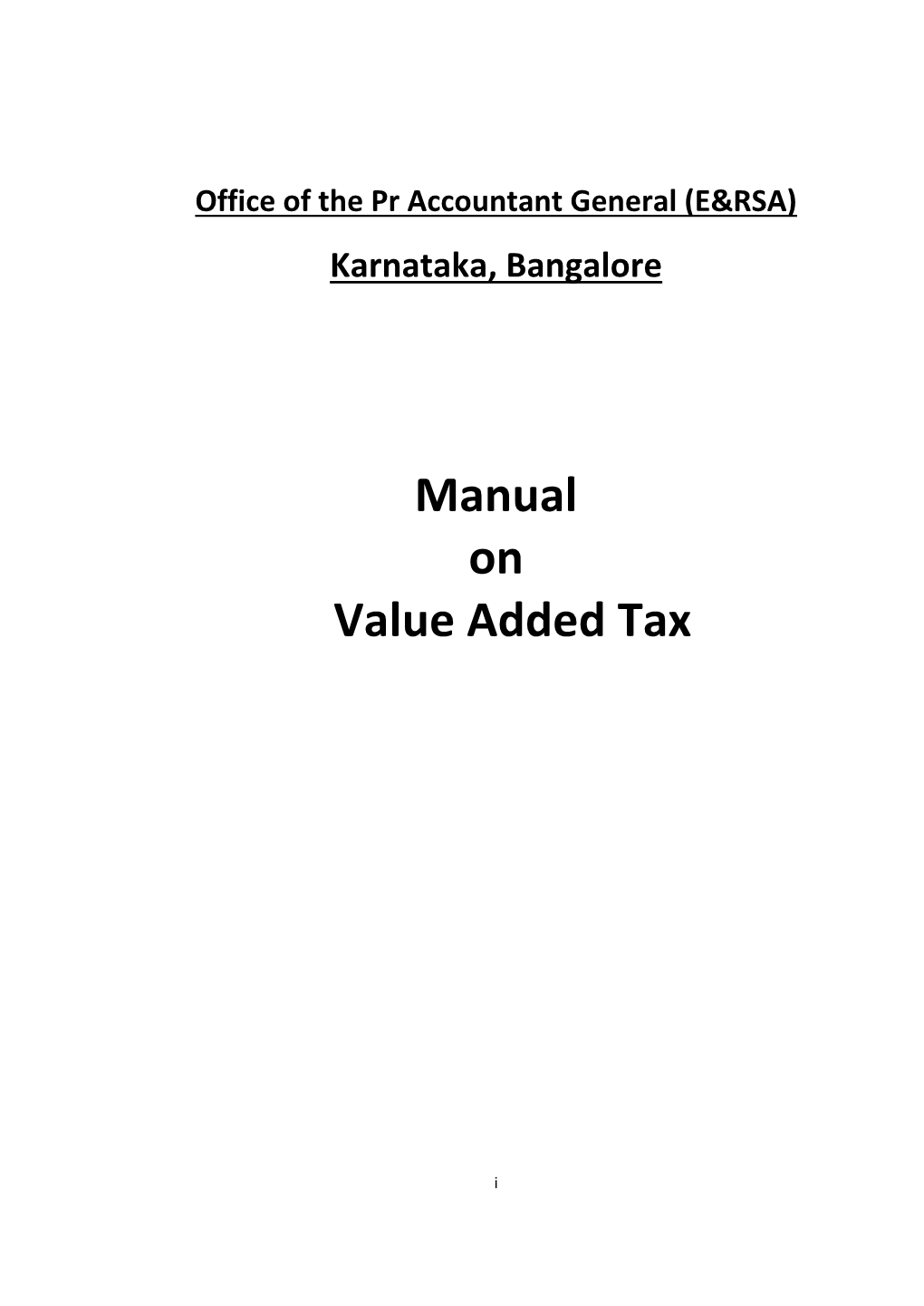 Manual on Value Added