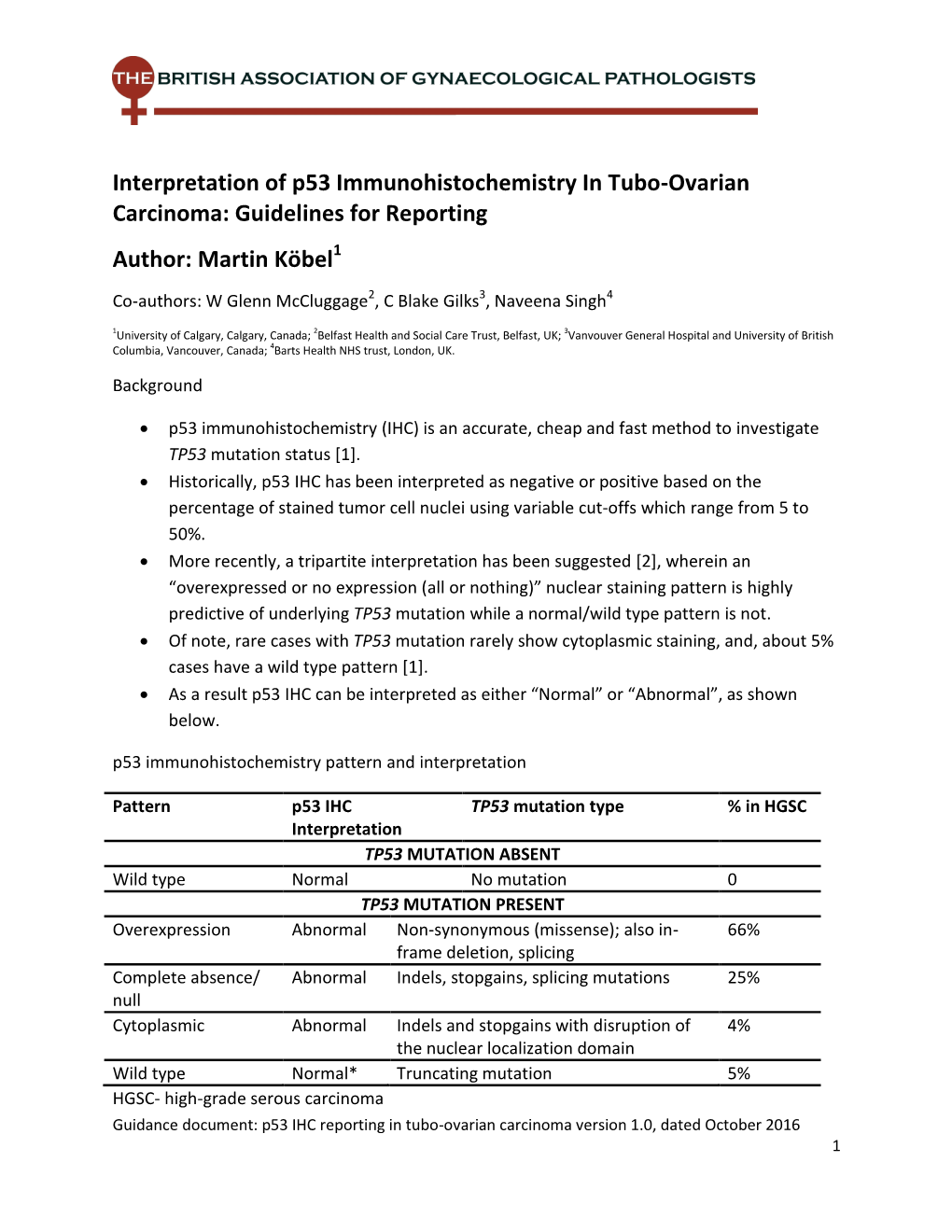 Interpretation of P53 Immunohistochemistry in Tubo