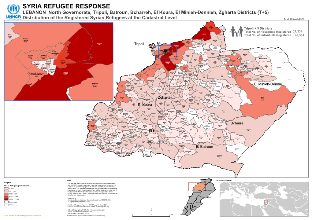 SYRIA REFUGEE RESPONSE LEBANON North Governorate, Tripoli, Batroun, Bcharreh, El Koura, El Minieh-Dennieh, Zgharta Districts (T+5)