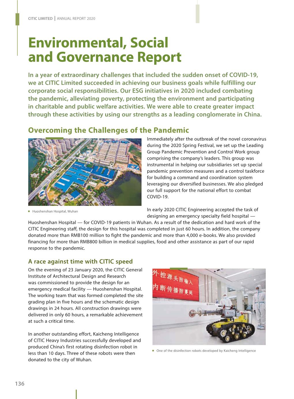 Environmental, Social and Governance Report