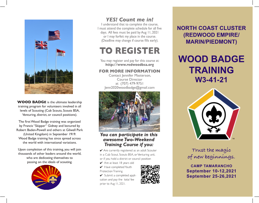 To Register Wood Badge Training