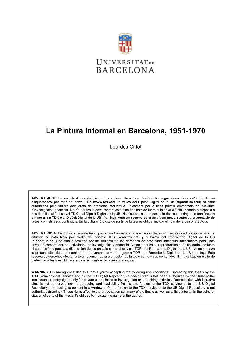 La Pintura Informal En Barcelona, 1951-1970
