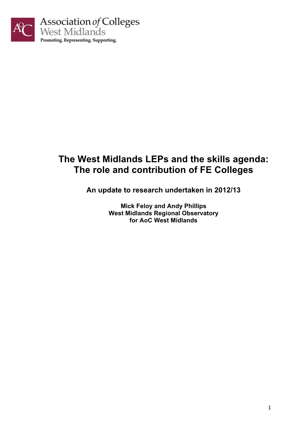 West Midlands Leps and FE Colleges