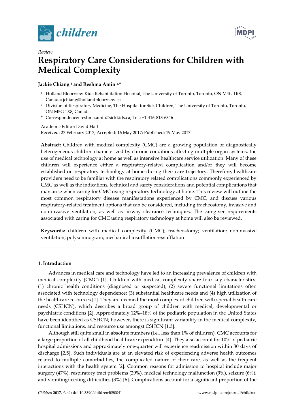 Respiratory Care Considerations for Children with Medical Complexity