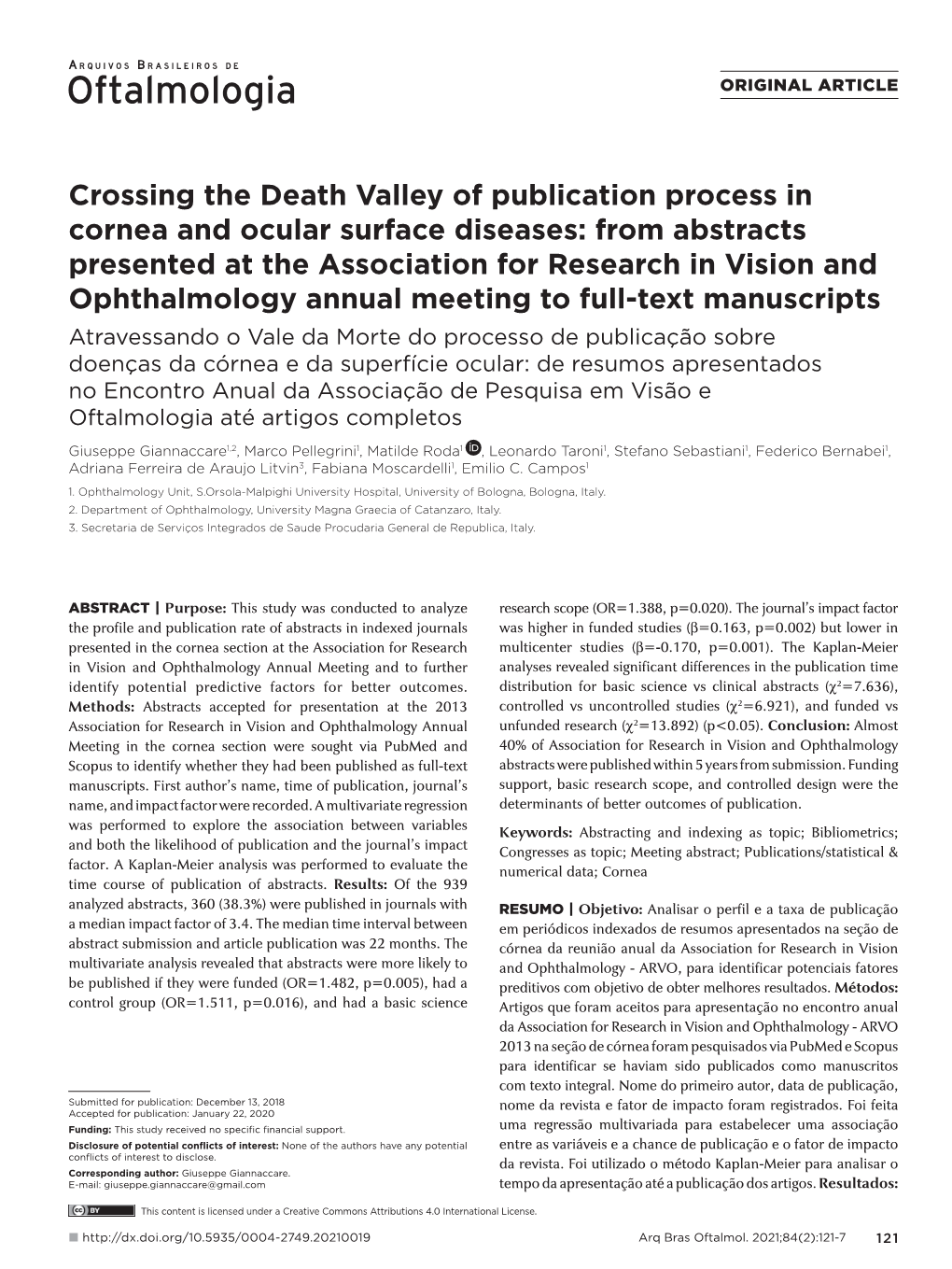 Crossing the Death Valley of Publication Process in Cornea And