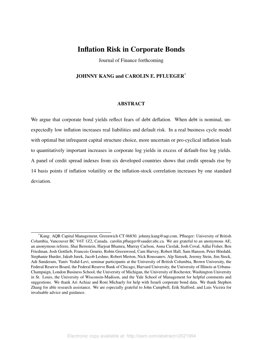 Inflation Risk in Corporate Bonds