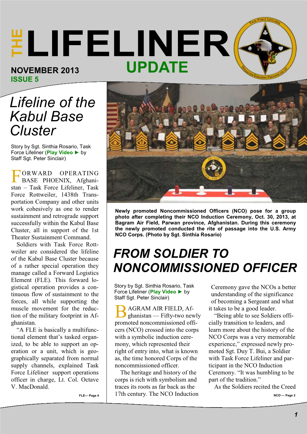 UPDATE ISSUE 5 Lifeline of the Kabul Base Cluster