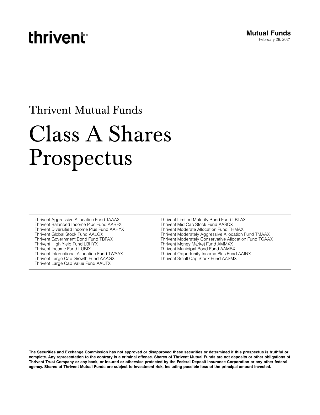 Class a Shares Prospectus