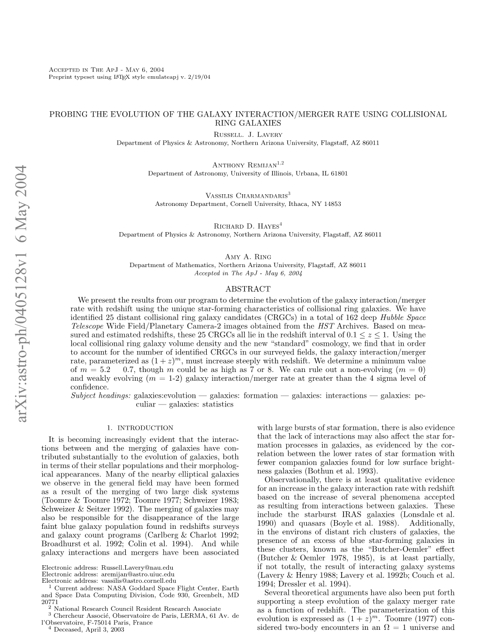 Arxiv:Astro-Ph/0405128V1 6 May 2004