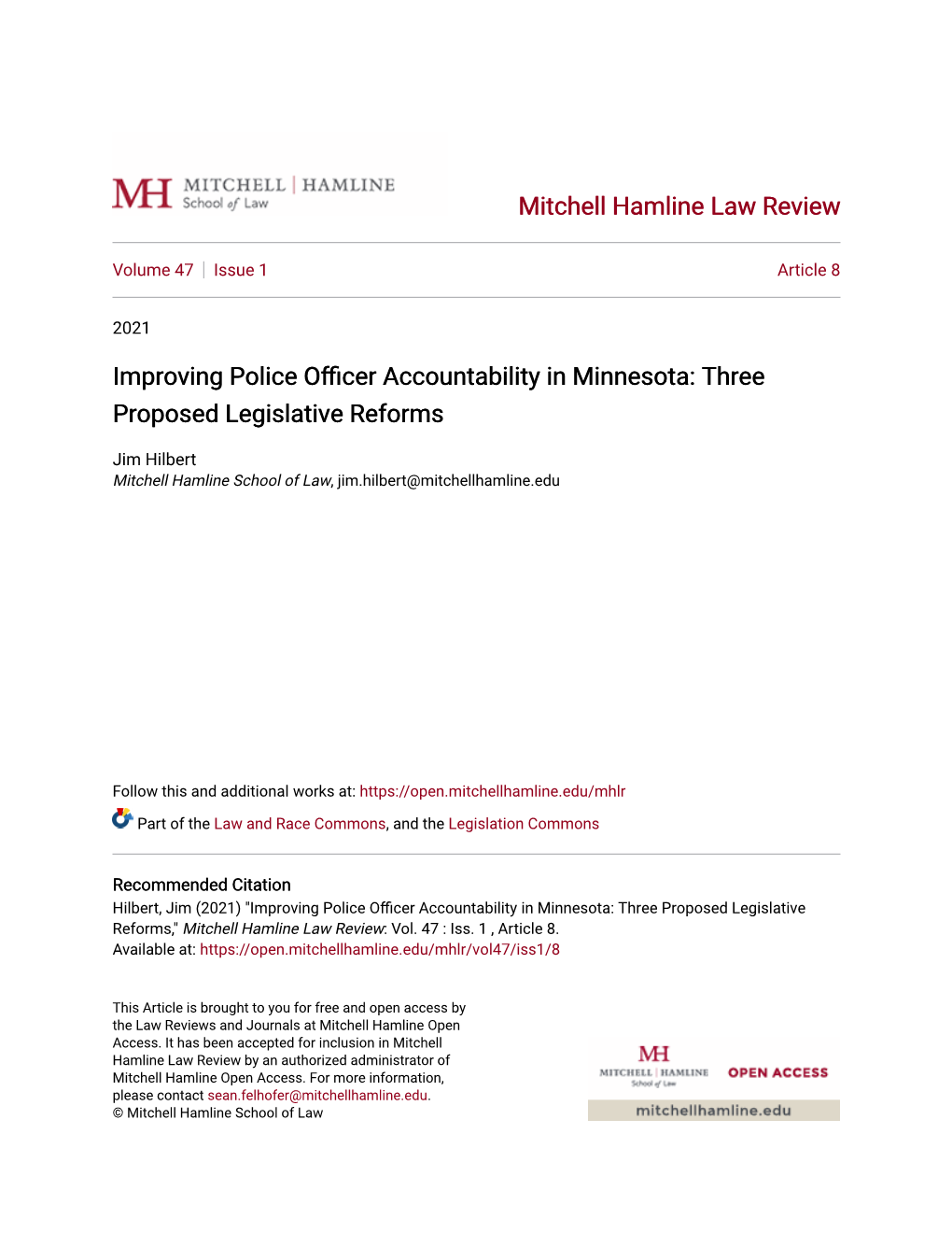 Improving Police Officer Accountability in Minnesota: Three Proposed Legislative Reforms