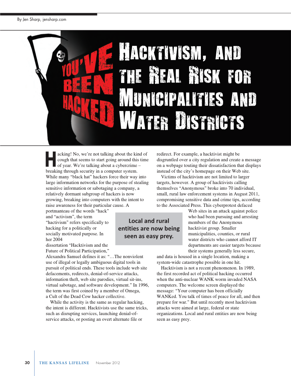 Hacktivism, and the Real Risk for Municipalities and Water Districts