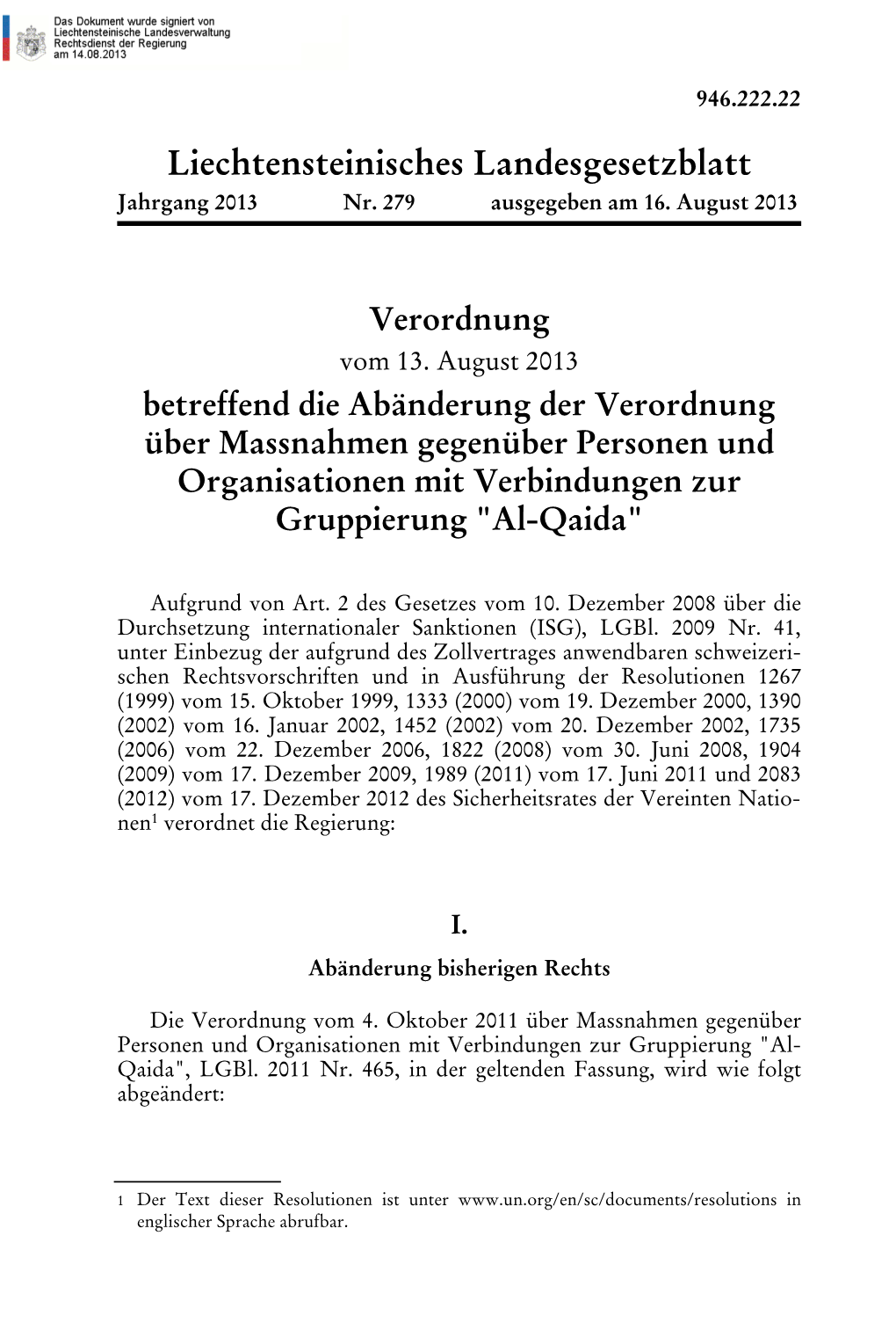 Liechtensteinisches Landesgesetzblatt Jahrgang 2013 Nr