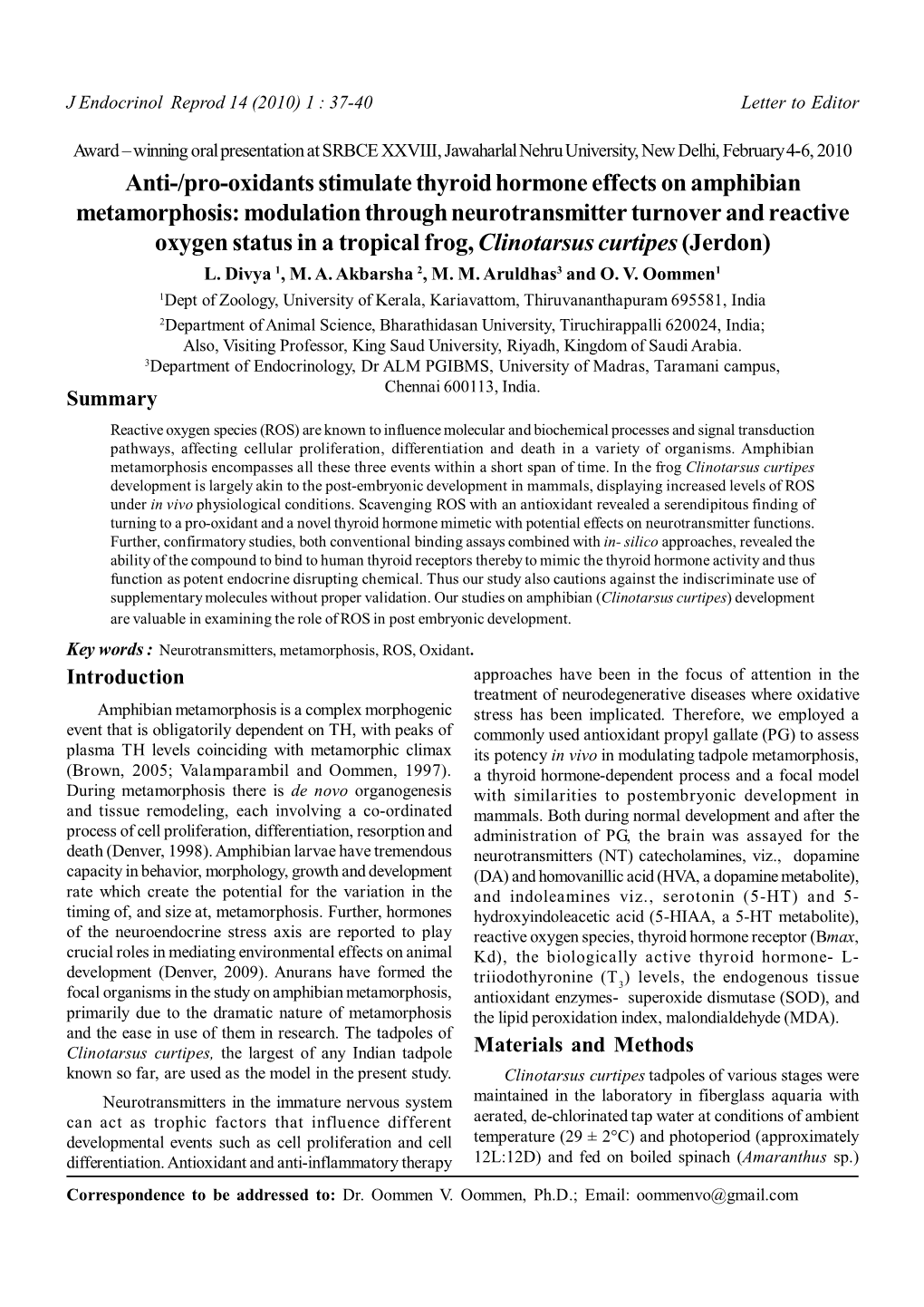 Anti-/Pro-Oxidants Stimulate Thyroid Hormone Effects on Amphibian