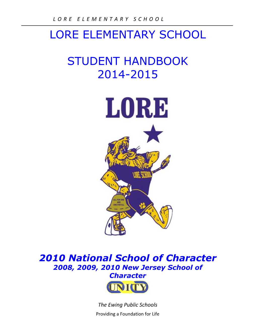 Lore Elementary School Student Handbook 2014-2015