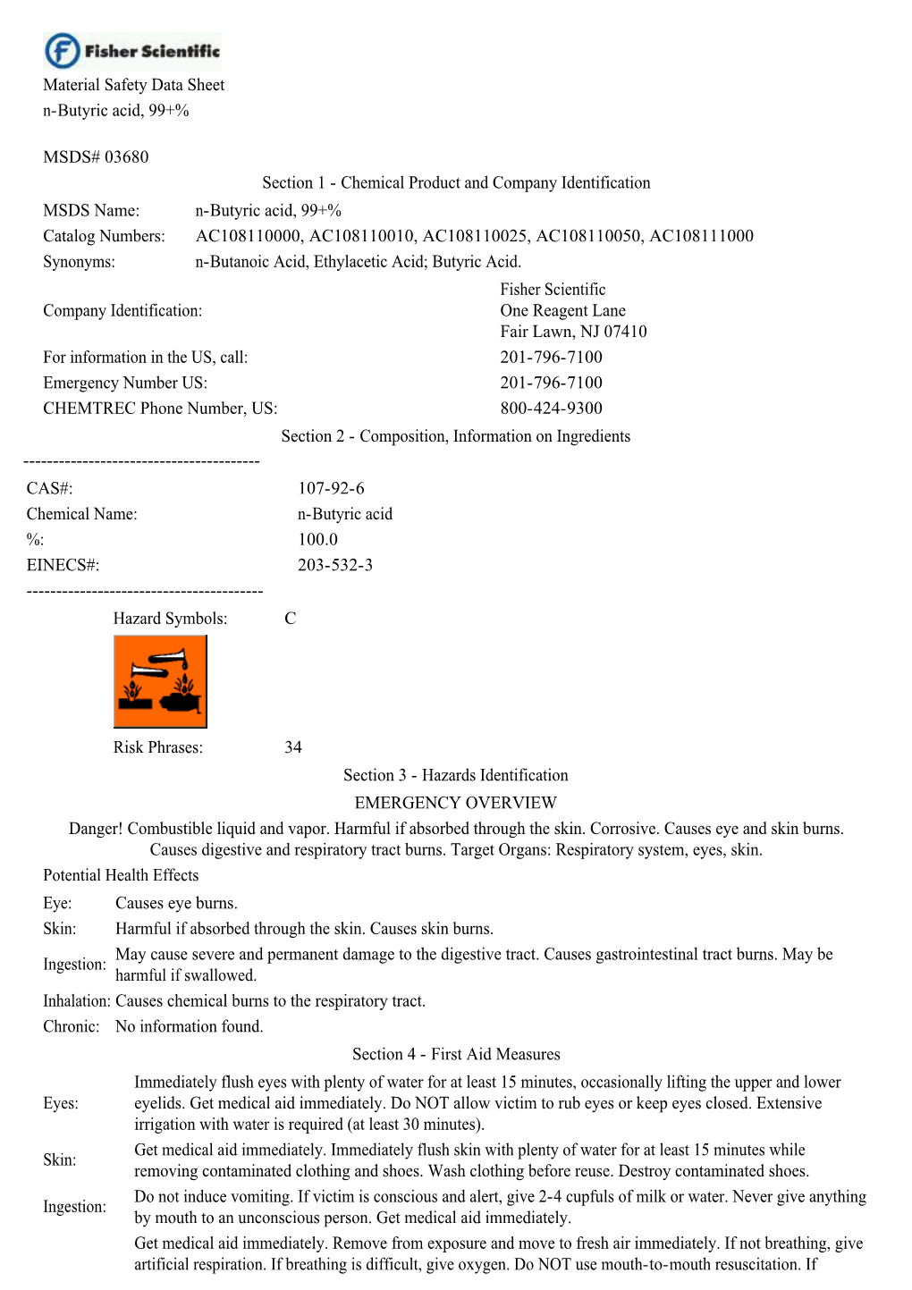 Butyric Acid, 99+%