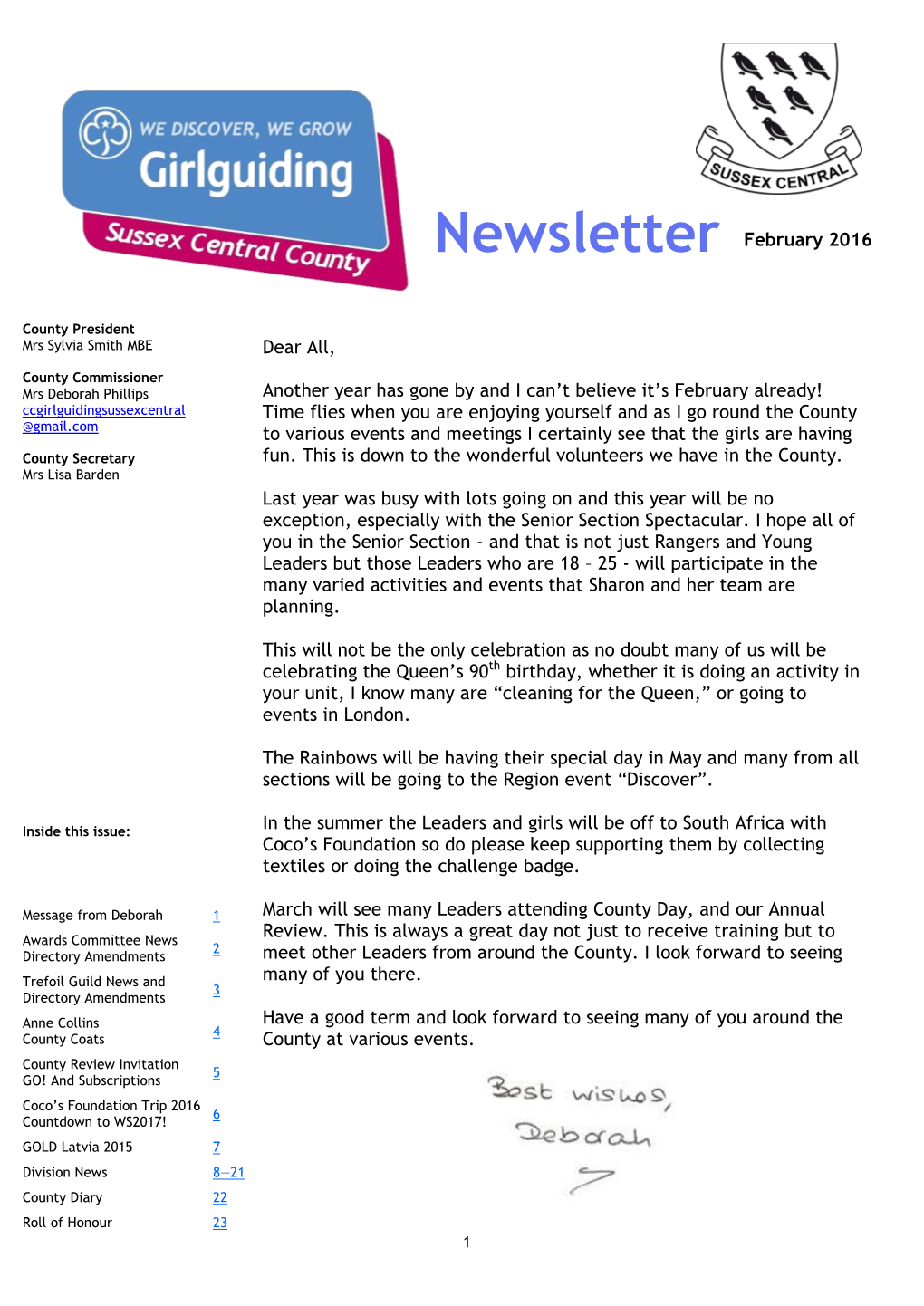 Newsletter February 2016