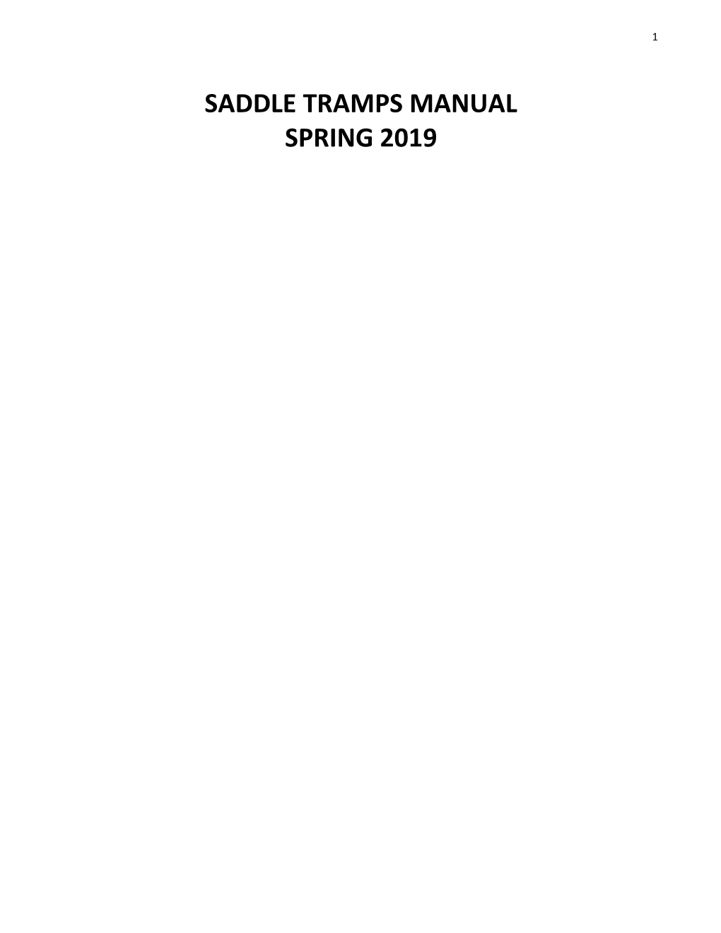 Saddle Tramps Manual Spring 2019