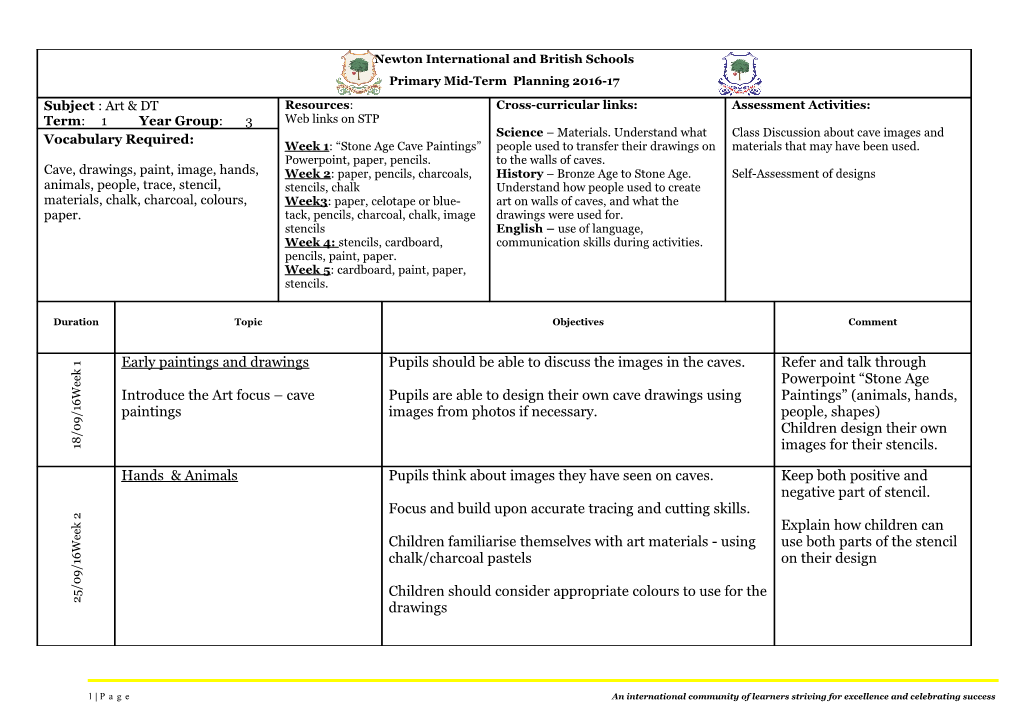 Al Ain English Speaking School Weekly Literacy Planning Sheet s1