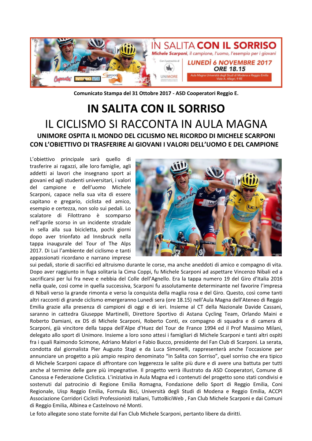 In Salita Con Il Sorriso Il Ciclismo Si Racconta in Aula